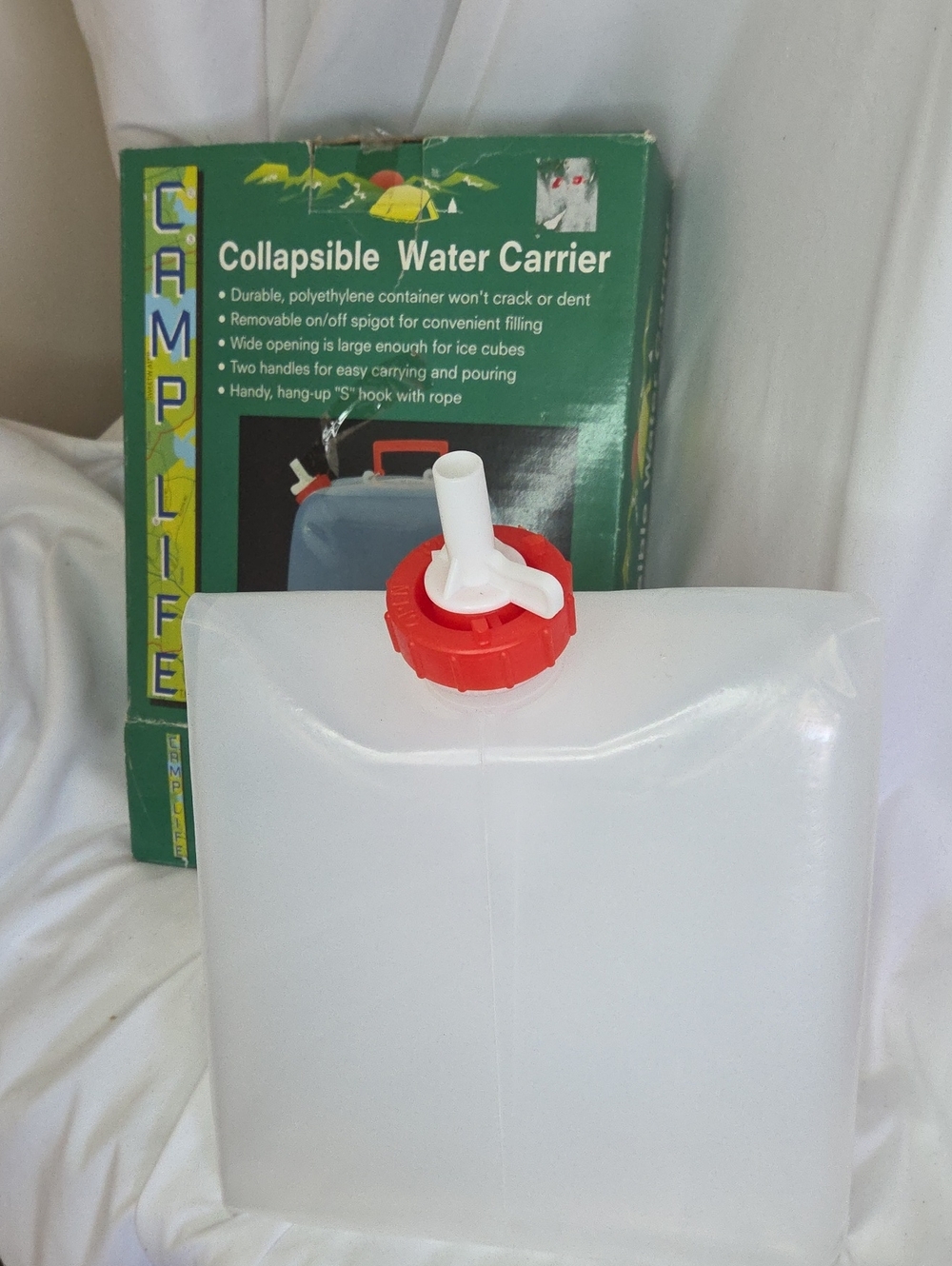Collapsible Water Carrier Polyethelene 5 Gallon Jug New Old Stock